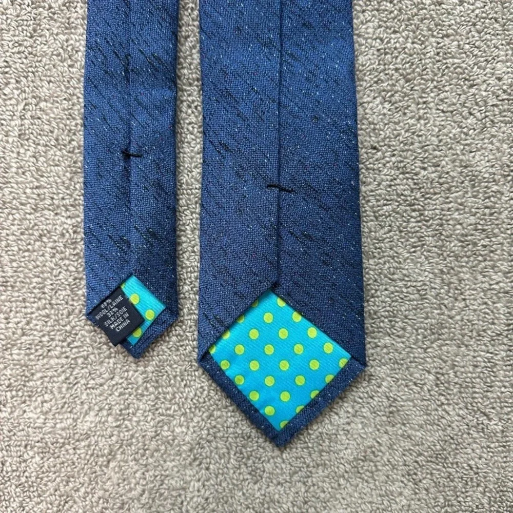 Ted Baker London Mens Blue Wool Silk Blend Textured Flecked Skinny Tie 2.75